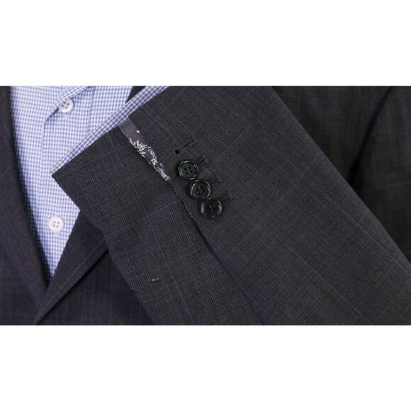 Custom Tailored Recent Bespoke Gray Plaid 2-Btn Wool Blazer Jacket 44L - Picture 6 of 9